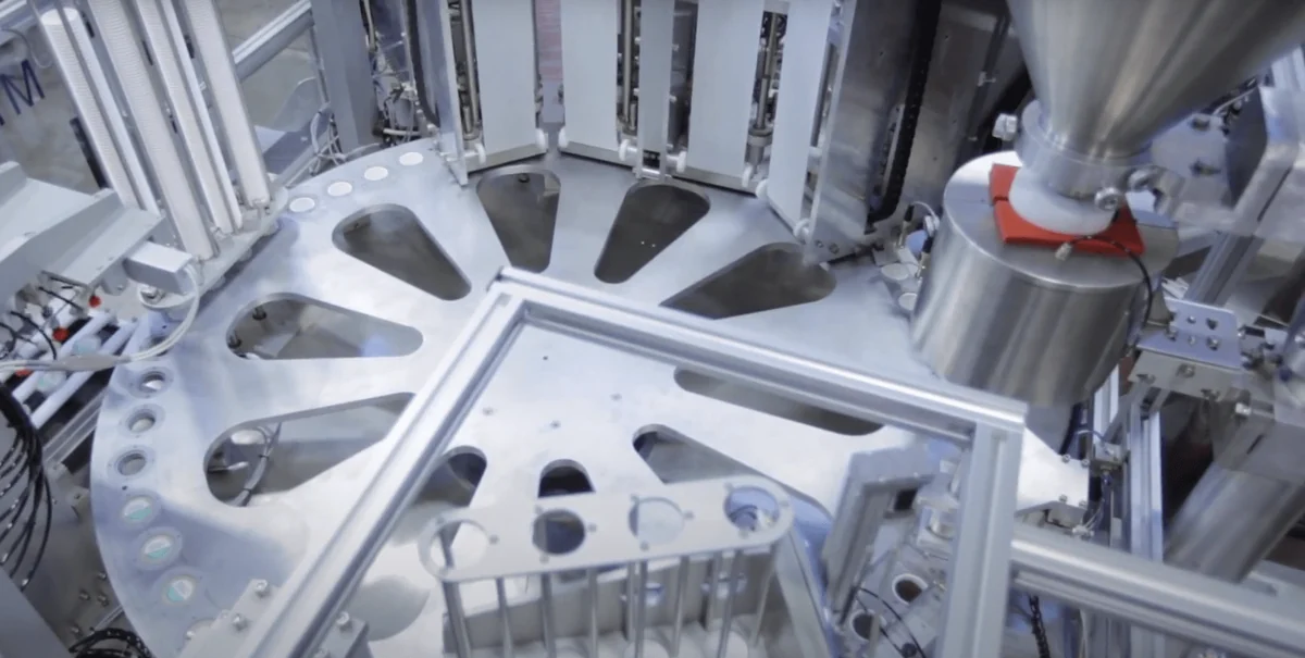 Overhead view of the Mactec MTMB-60 monoblock machine