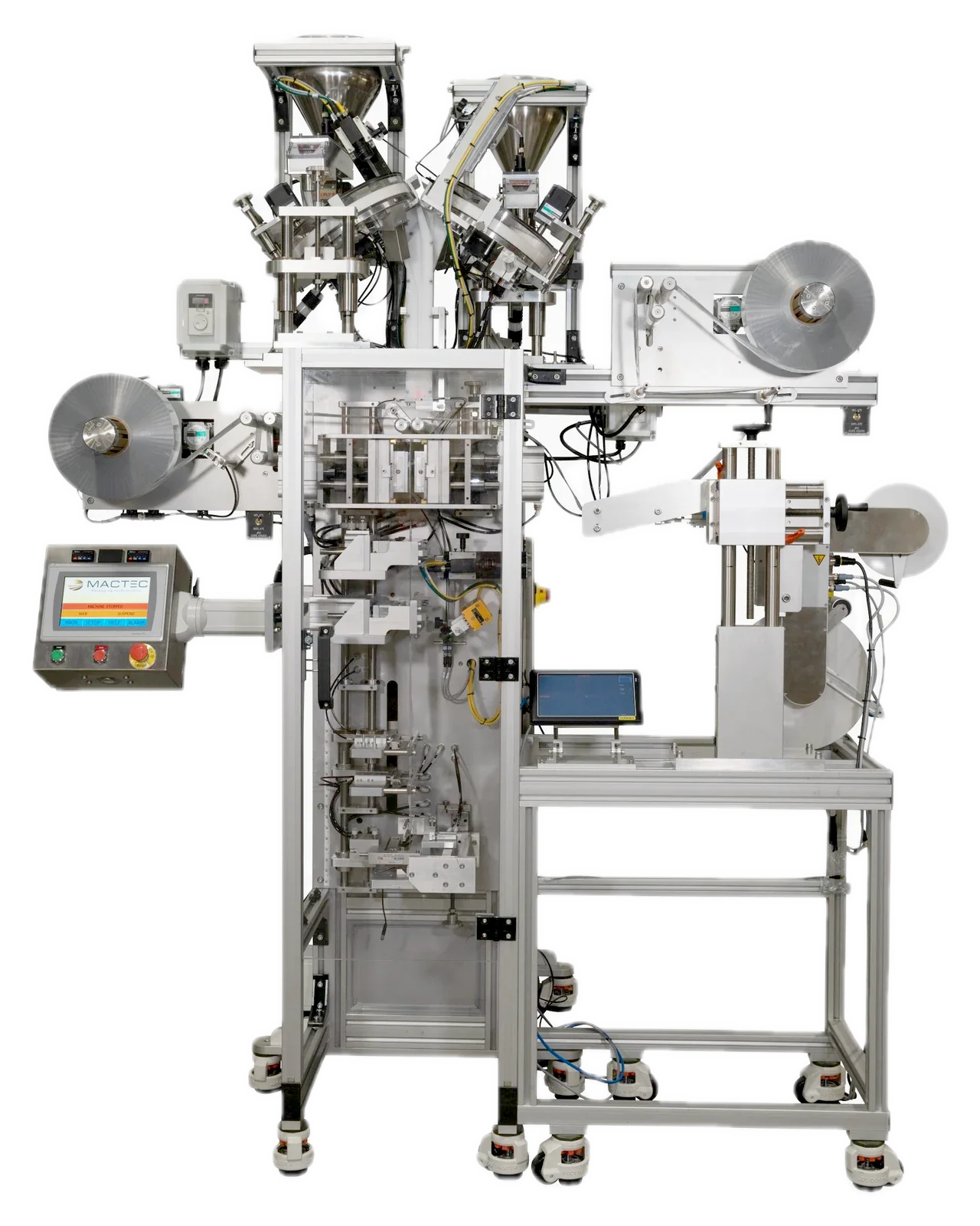 Mactec MTVP200 vertical sachet machine, wider web, photographed configuration