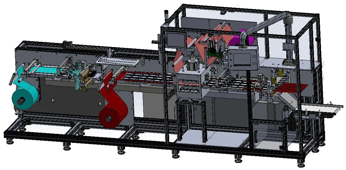 Mactec MTHP300XL horizontal pouch packaging machine, engineering rendering
